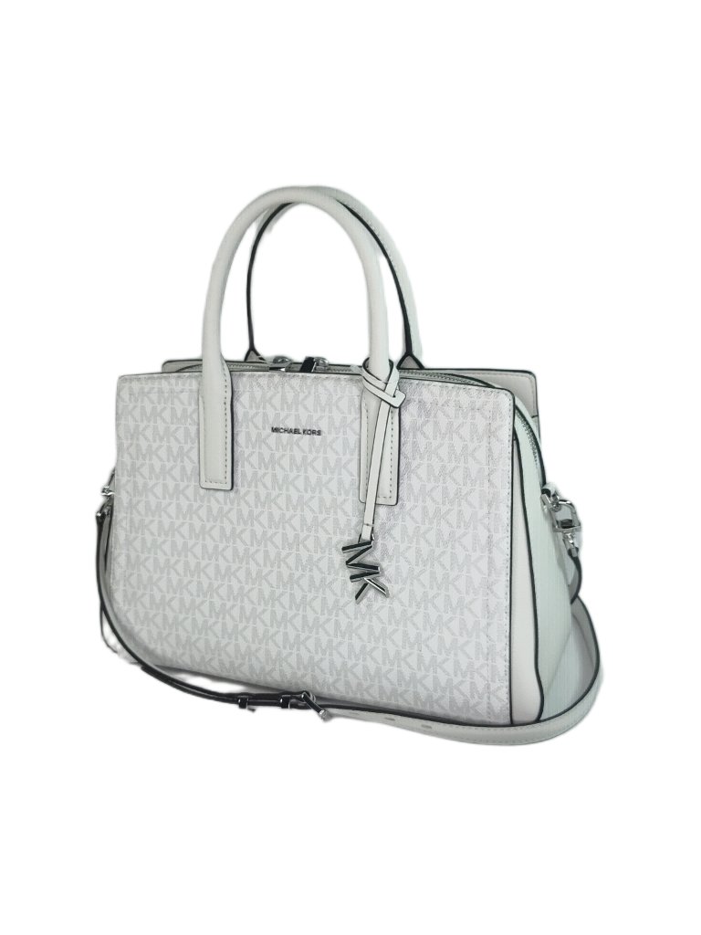 Michael Kors Laila Medium Leather Handbag/Crossbody Satchel - Ivory/White - Nwt